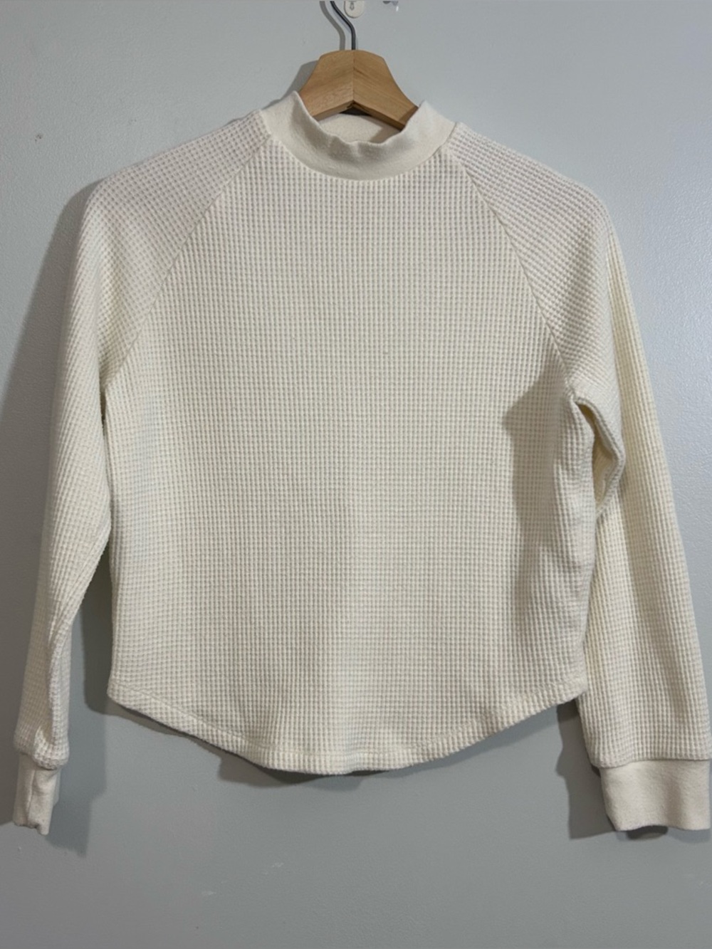 Madewell Antique Cream Mockneck Waffle Sweatshirt Tee XS